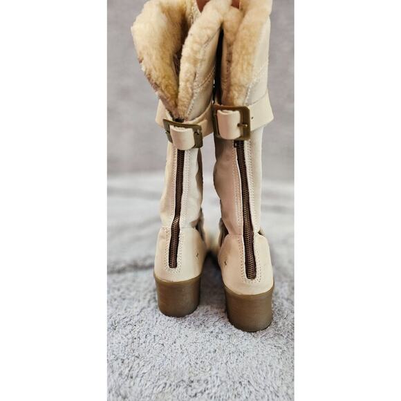 DR. MARTENS Dana‎ 2 Off White Ivory Leather High Leg Fur Boots #11966--US 7 - Picture 3 of 12